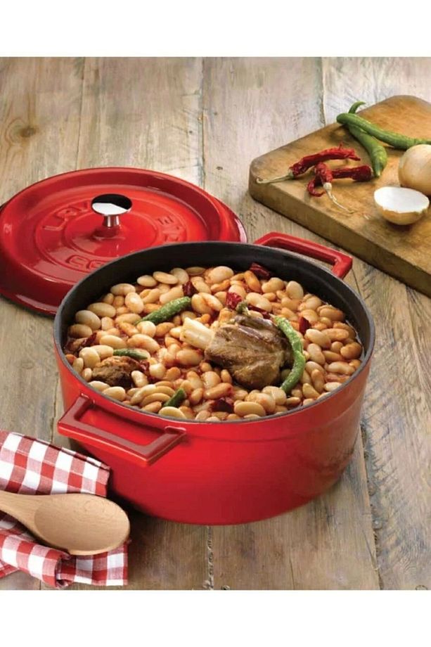 Trendy Döküm 2 Li Tencere Set 28cm Derin Ve Basık Kırmızı - 7
