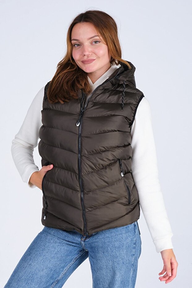 Women's Gel Padding Hooded Puffer Vest