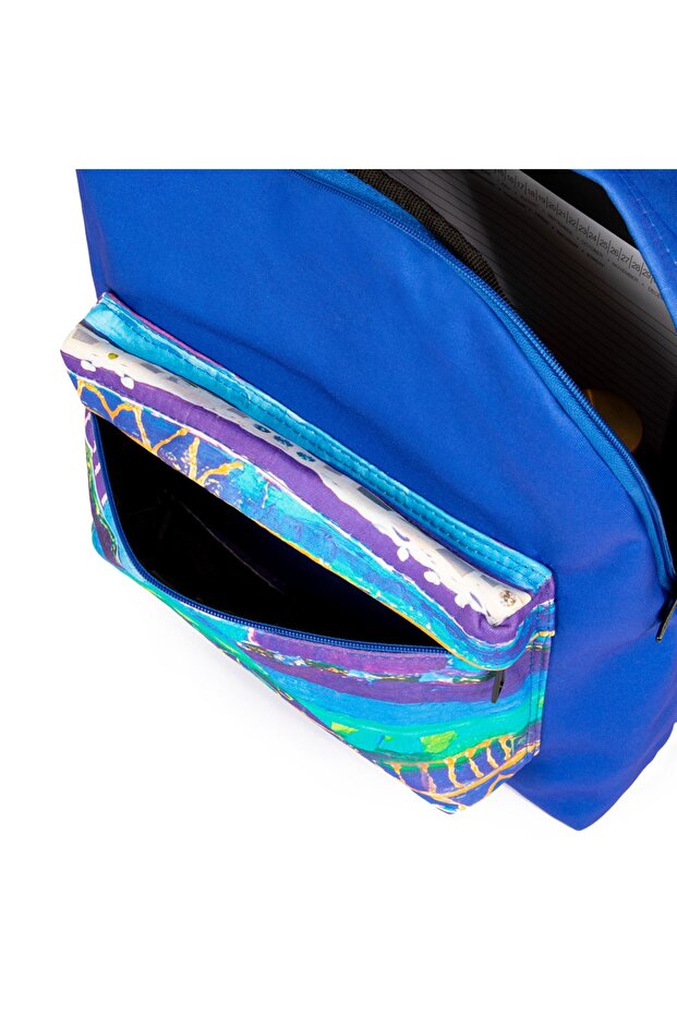 Unisex Blue Pattern Evil Eye Backpack - 5