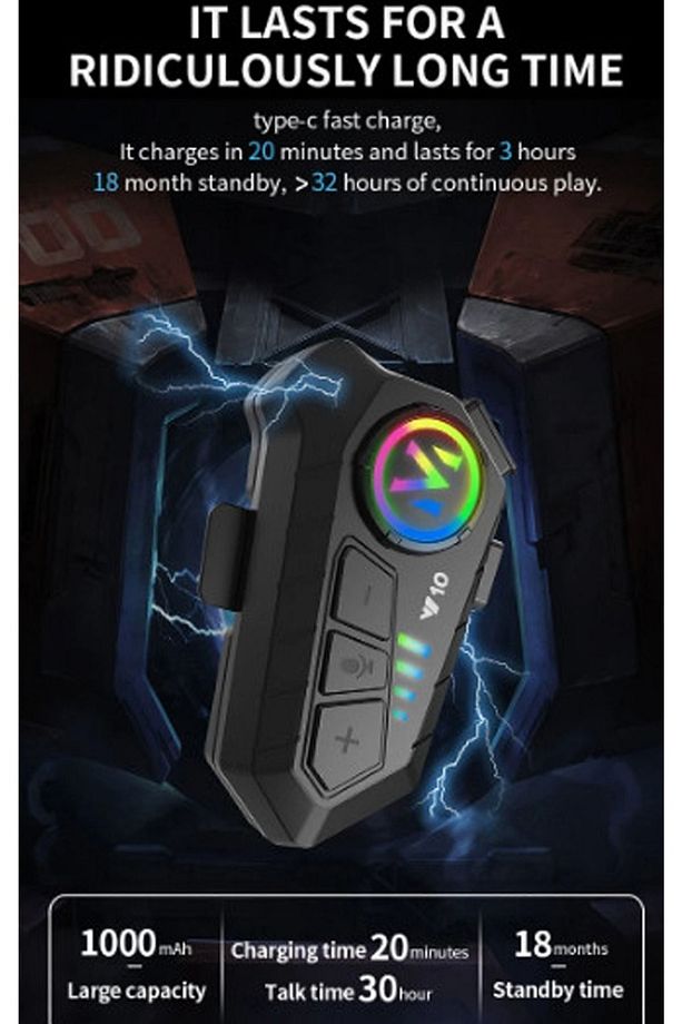 Y10 Kask Kulaklık Bluetooth Motosiklet Kulaklık 5,3 Bluetooth Intercom Motorsiklet Kulaklık - 4