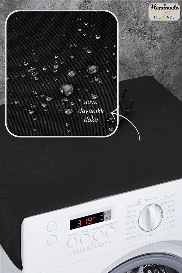 Black Laundry Dishwasher Cover, Water Resistant, Runner Duck Linen Cover, Quality texture