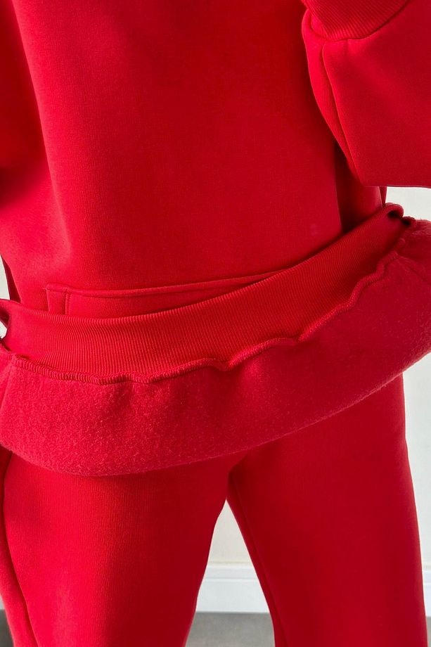 Kadın Oversize Trend  Model Kanguru Cep Kapşonlu Sweatshirt Eşofman Takımı - 5