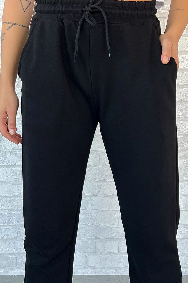 Siyah Paça Lastikli Kadın Jogger Eşofman Altı - 3