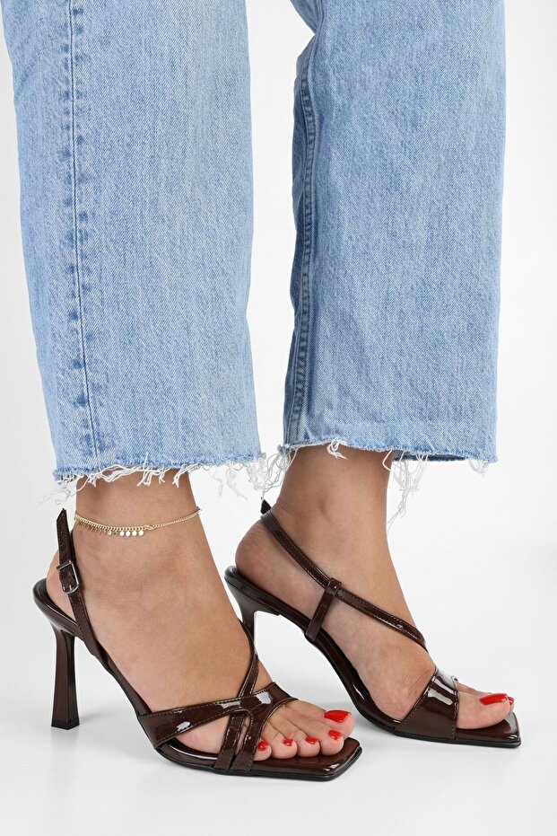 Women's Shelby Brown Patent Leather Heeled Shoes