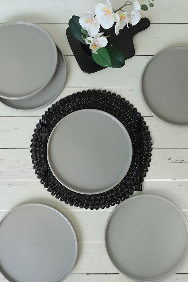 Mat Gri Stackable Servis Tabağı 27 Cm 6 Adet 995 - 3