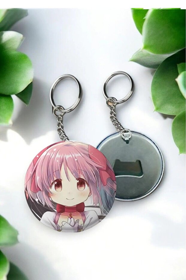 Large Size Puella Magi Madoka Magica Anime Button Opener Badge Keychain 58 mm