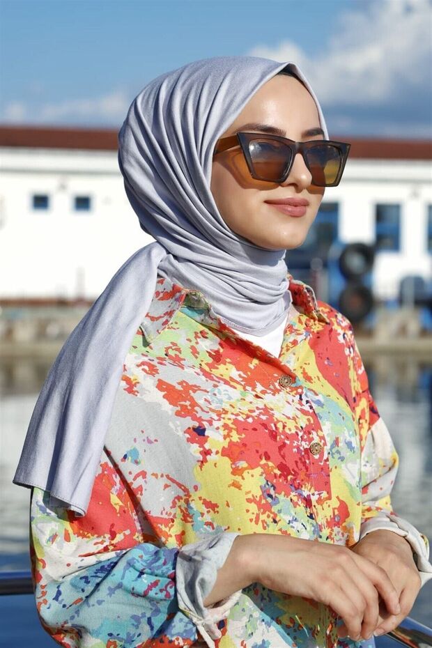 شال قطني ممشط فضي