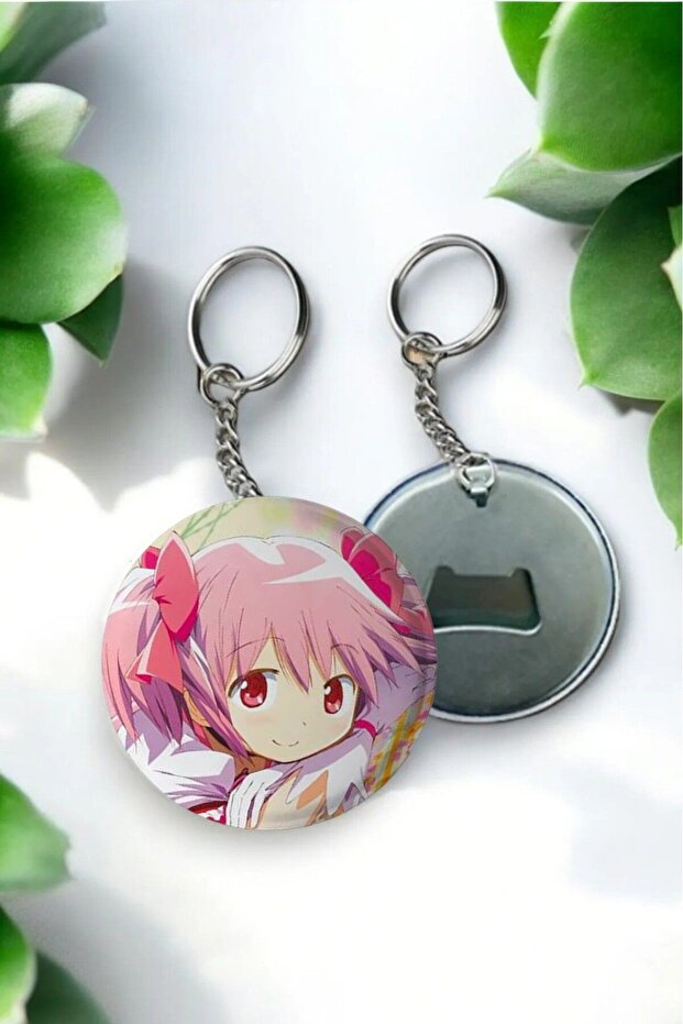 Large Size Puella Magi Madoka Magica Anime Button Opener Badge Keychain 58 mm