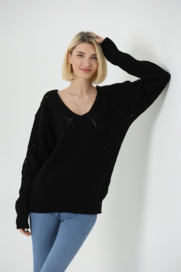 OVERSİZE AJURLU KAZAK - 1