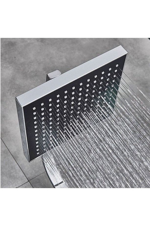 Duş Başlığı Seti  Kare Tasarım Tepe ve El Duş Başlı Hortum Tutacak ile Birlikte - 2