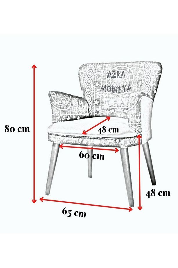 Berjer - Tekli Koltuk - Etnik Desen - Ahşap Ayak - Sarı - 3