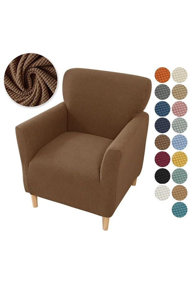 Likrali Streç Lastikli Esnek Kare Desen Berjer Tek Kişilik Kotuk Örtüsü Koltuk Kılıfı Sofa Cover - 1