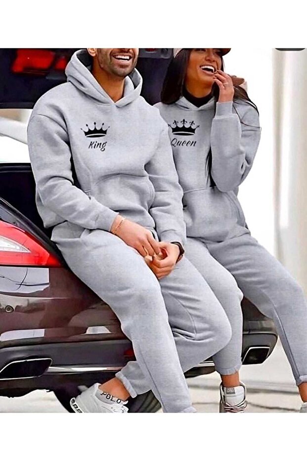 Oversize Lover Combination 2-Piece Printed Bottom Top Hooded Tracksuit Set Oversize Tracksuit Boyfirend