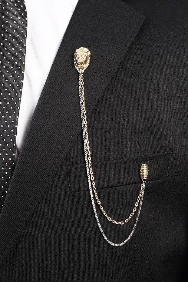 Aslan Ceket Yaka Iğnesi Gold - 1