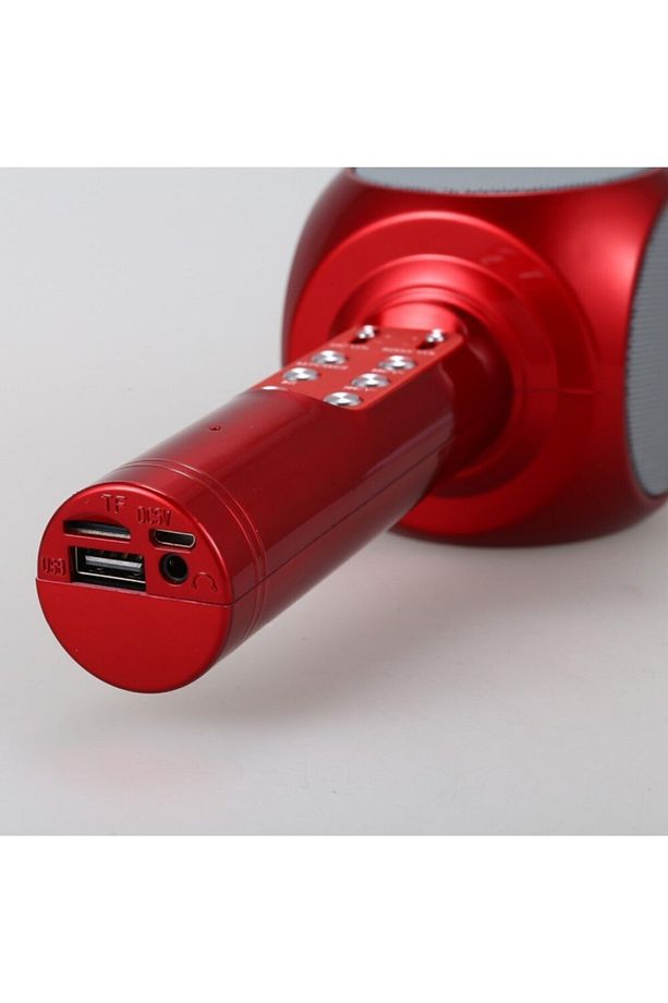 Ws1816 Bluetooth Hoparlör Led Işıklı Karaoke Mikrofon Kırmızı - 3