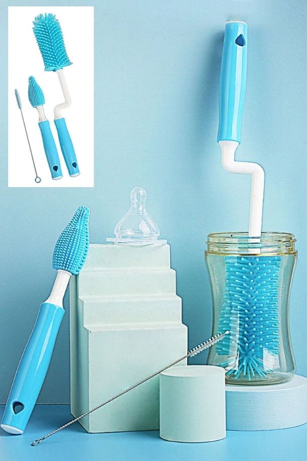 Silikon Uçlu Ekstra Yumuşak Kıllı Sağlam Kavanoz Bardak Şişe Ve Biberon Temizleme Fırçası - 4