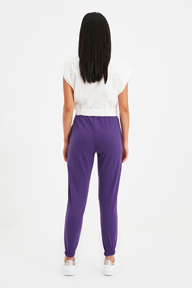 Lila Basic Jogger Strick Dünne Jogginghose TWOAW21EA0194 - 5