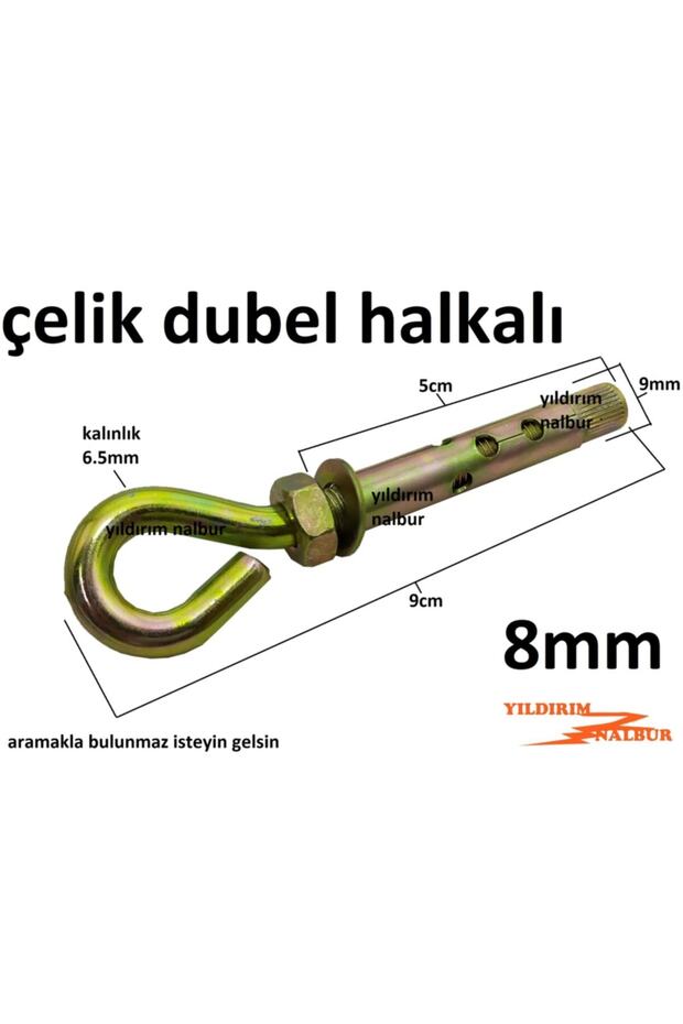 4 Adet Halkalı Çelik Dubel Metrik 8 Saglam Iyisi Çakma Dube Kancalı Dubel - 2