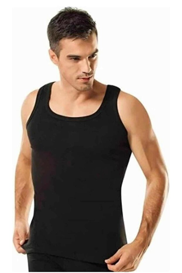 6-Piece Classic Strappy Men's Athlete Black Strappy Tank Top