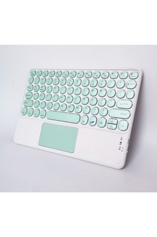 Tüm Cihazlara Uyumlu Touchpad Akıllı Dokunmatik Ekranlı Kablosuz Bluetooth Klavye Yeşil - 1