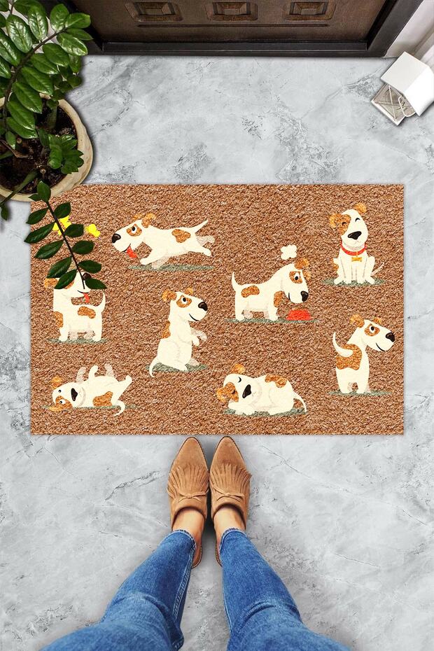 Benekli Köpekler Dekoratif Kapı Önü Paspası - 1