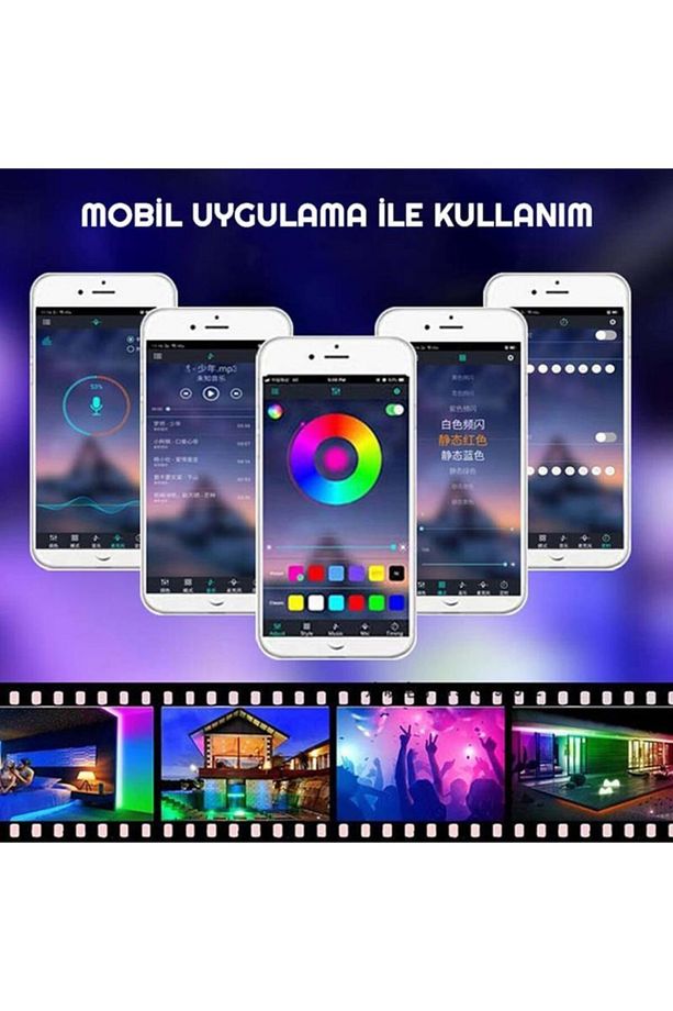 Bluetooth Kumandalı Tv Arkası Rgb Usb 3 Çipli Şerit Led 3mt - 5