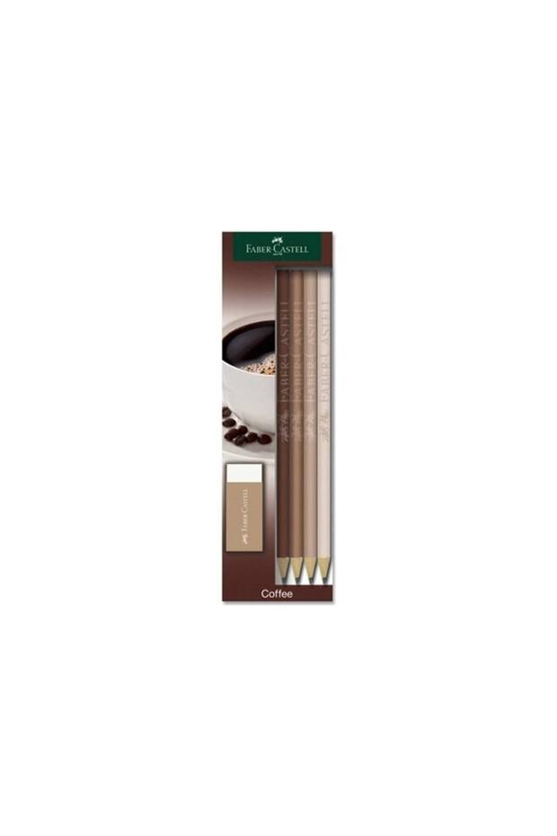Faber Coffee Pencil Set of 4 with Eraser Gift