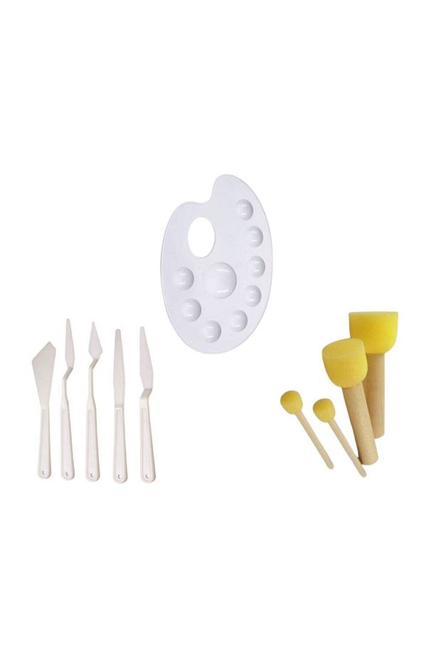 Ponpon Fırça Ve Spatula 20cm Palet 3'lü Set - 1