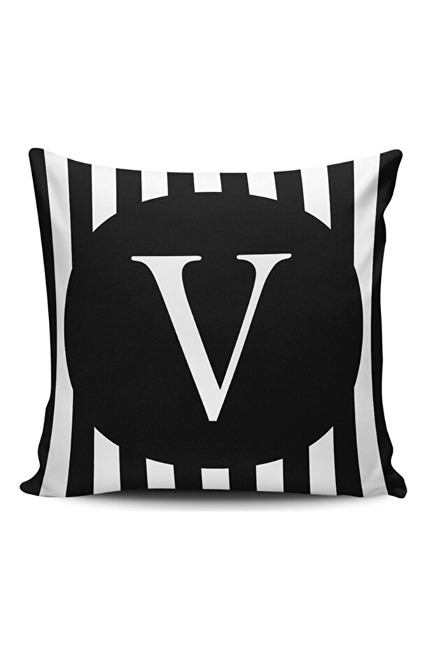 Letter V Digital Printed Throw Pillow Cover