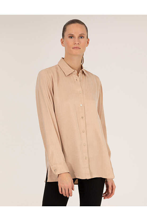 Beige Comfort Fit Long Sleeve Shirt 50254167 -Vr011
