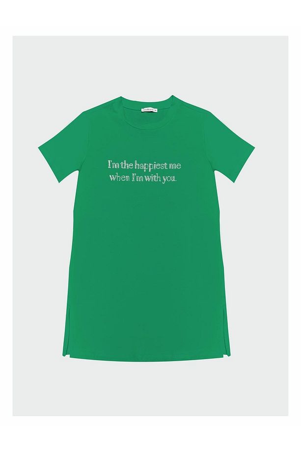 TAŞLI YAZILI T-SHIRT - 1