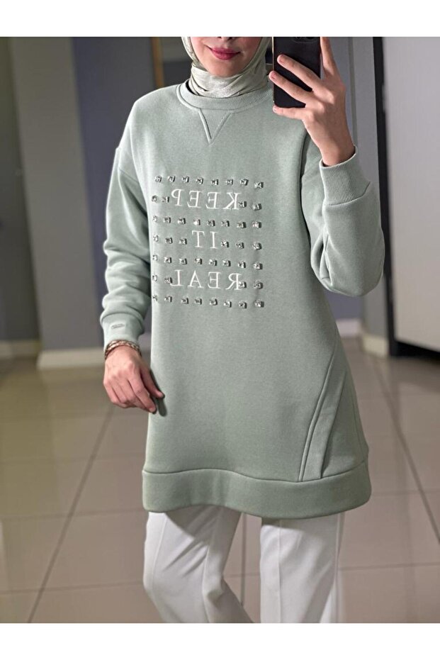 PEARLED TUNIC WITH STONE WRITTING INSIDE - 3