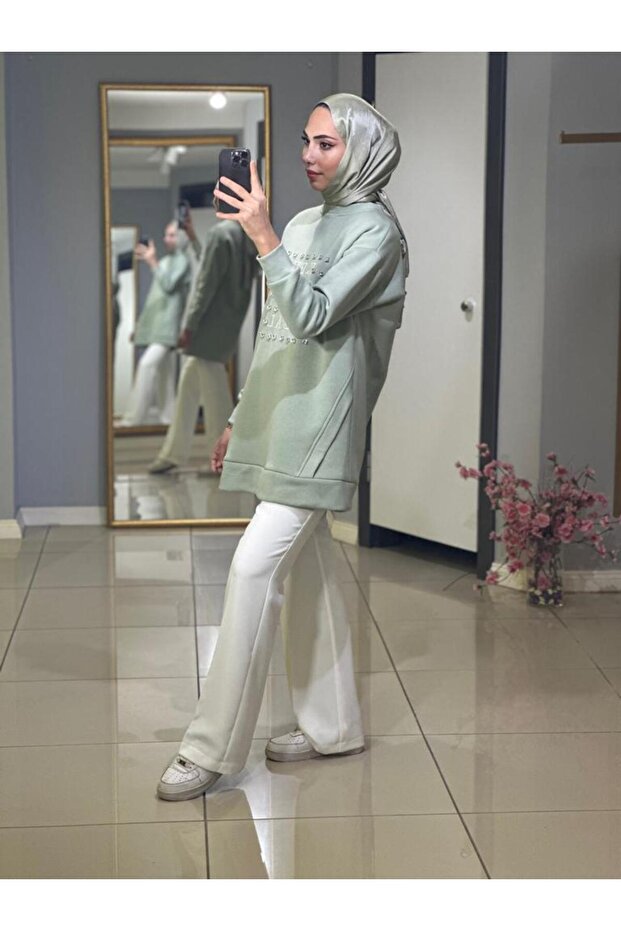 PEARLED TUNIC WITH STONE WRITTING INSIDE - 5