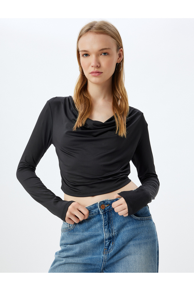 Degaje Collar Blouse Long Sleeve Slim Fit