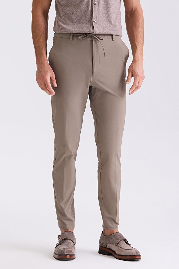 Mink Comfort Fit Jogger Pants with Elastic Waist