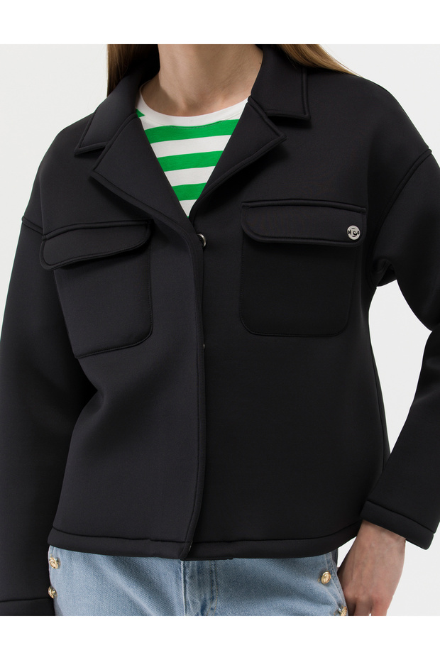 Siyah Regular Fit Örme Ceket 50260104-VR046 - 6