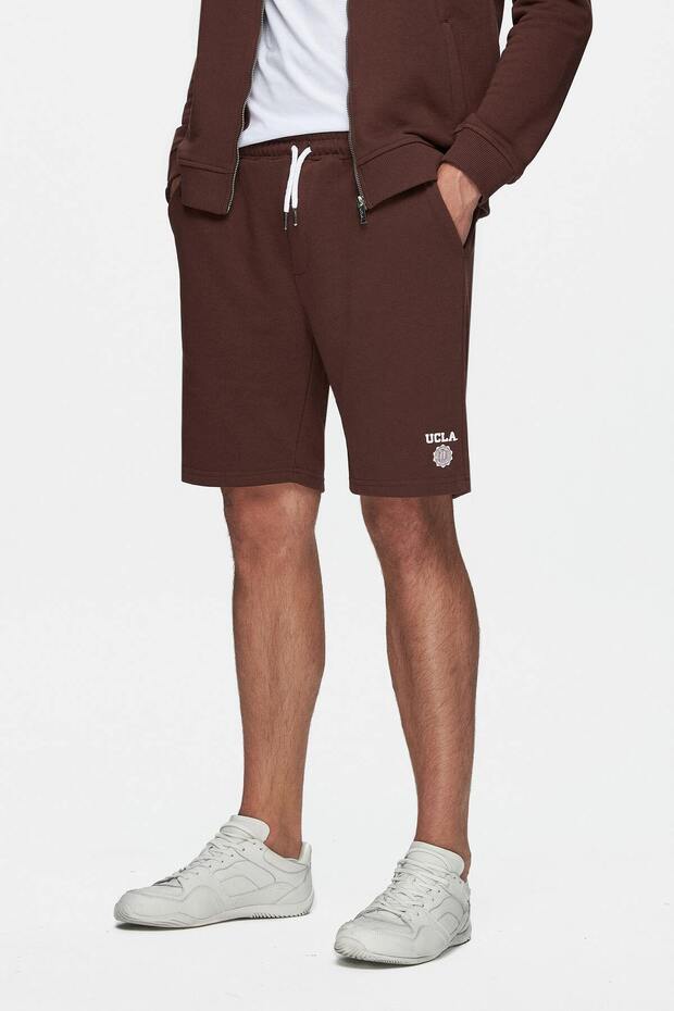 RANDY Kahve Baskılı Standard Fit Erkek Örme Şort - 2