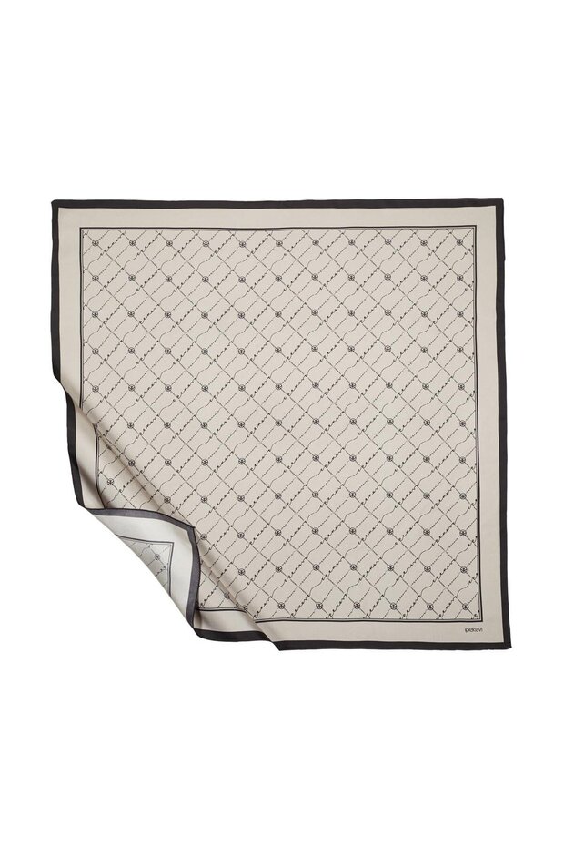 Twill Ipek Eşarp - Monogram - Taş - 1