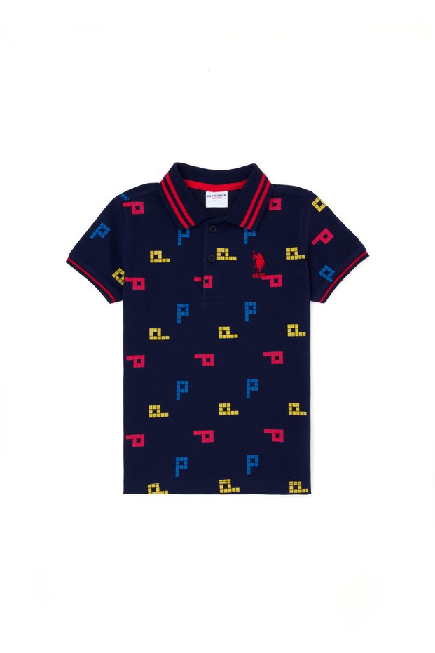 Boy's Navy Blue Polo Neck T-Shirt 50263527 -Vr033