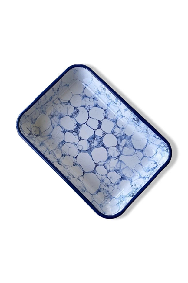 Bubble Patterned Enamel Appetizer / Salad Plate with Cobalt Cord (large Size) - 2