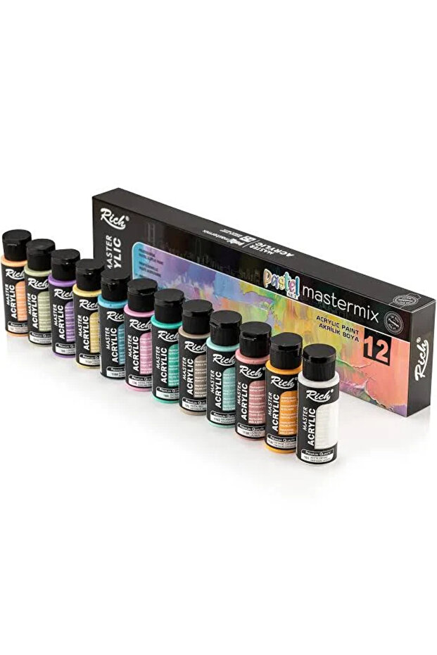 Mastermix 12x60cc Akrilik Boya PASTEL Renkler Set / 09709 - 1
