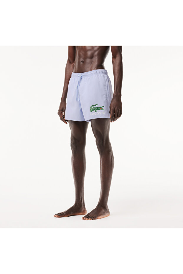 Erkek Baskılı Mavi Mayo Şort - 2