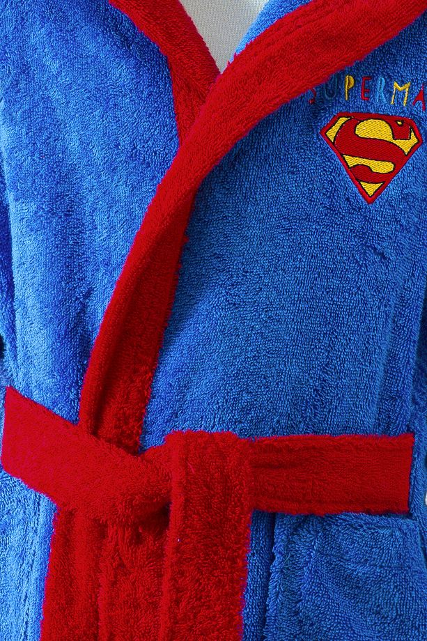 Superman Colors Lisanslı Kapüşonlu Çocuk Bornozu 7/8 Yaş - 3