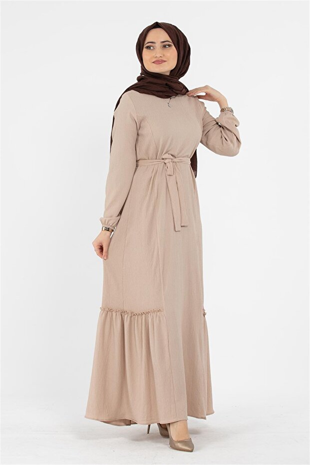 Belted Wrap Dress - Cream