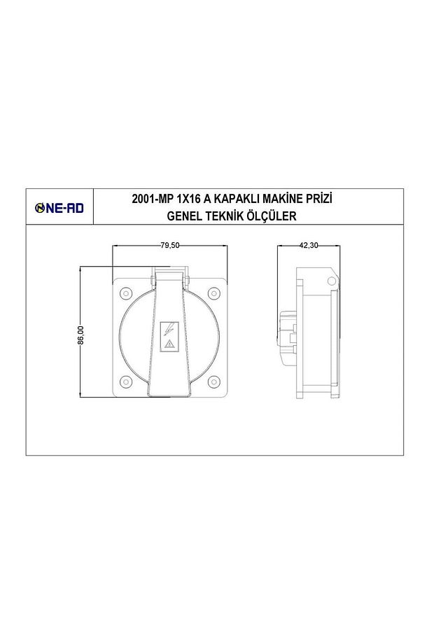 2001-mp 1x16a Kapaklı Makine Prizi - 5