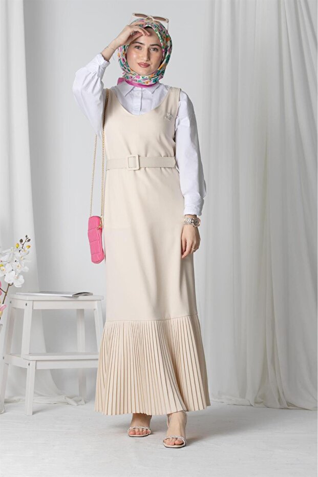 Rochie Gilet - Bej - 2