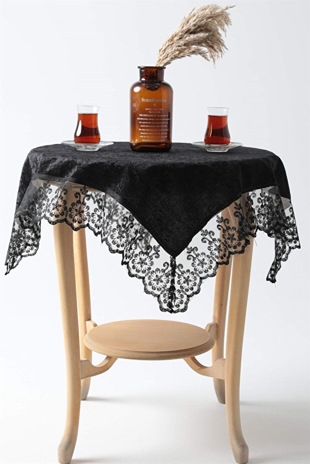 Fatih Laced Velvet Fiskos Cover - Black