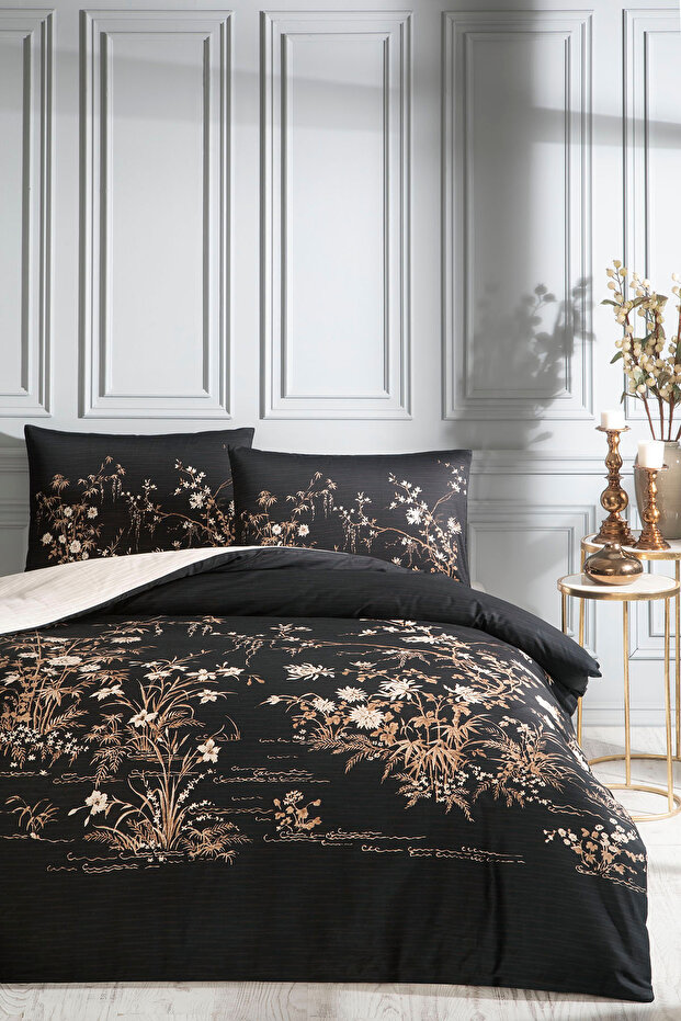 Preto Double Soft Life Satin Duvet Cover Set