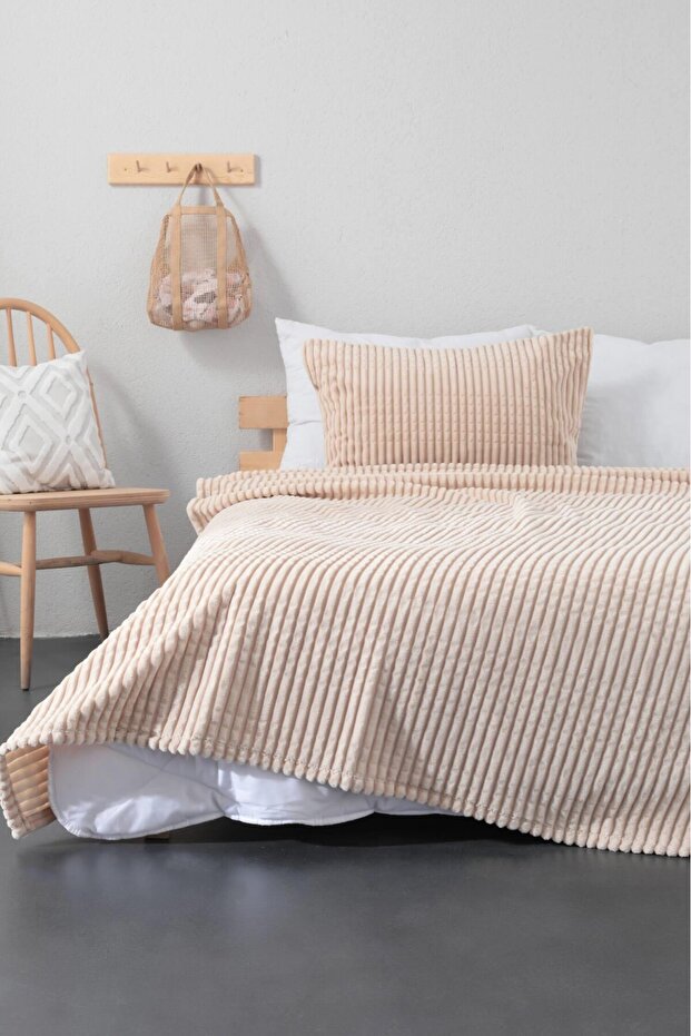 طقم بطانية فردية مكون من قطعتين من Merinos Modern Line - بيج
