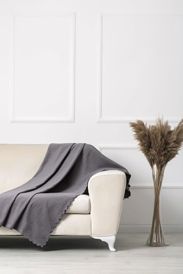 Chenille Sofa Cover - Anthracite